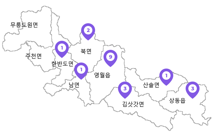 영월 지역 지도 2023